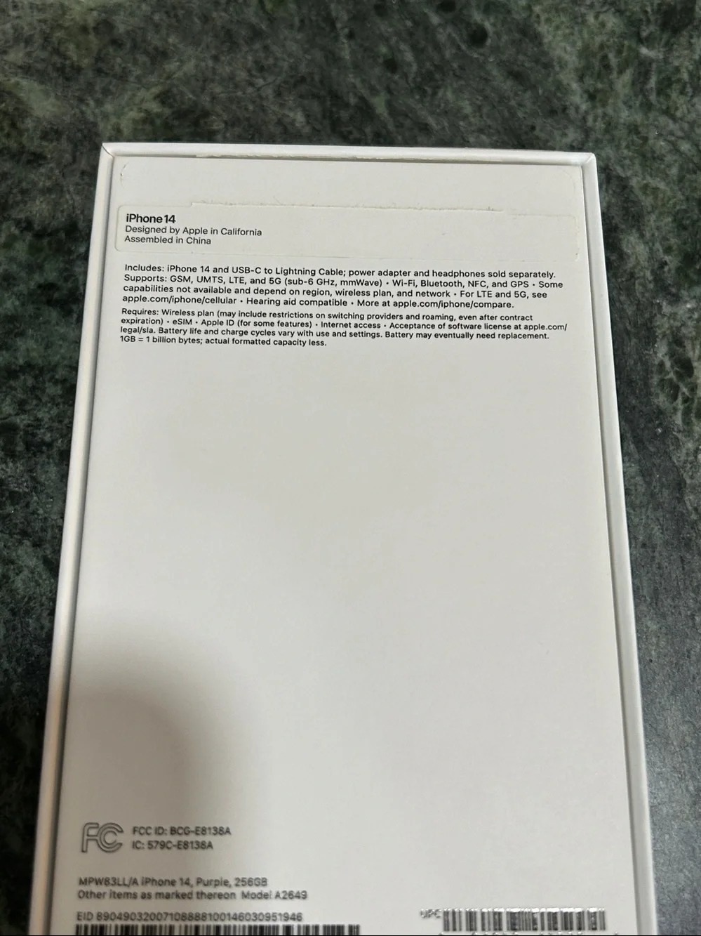 Apple iPhone 14 White Packaging Inserts and Logo Sticker- Empty Box only-
